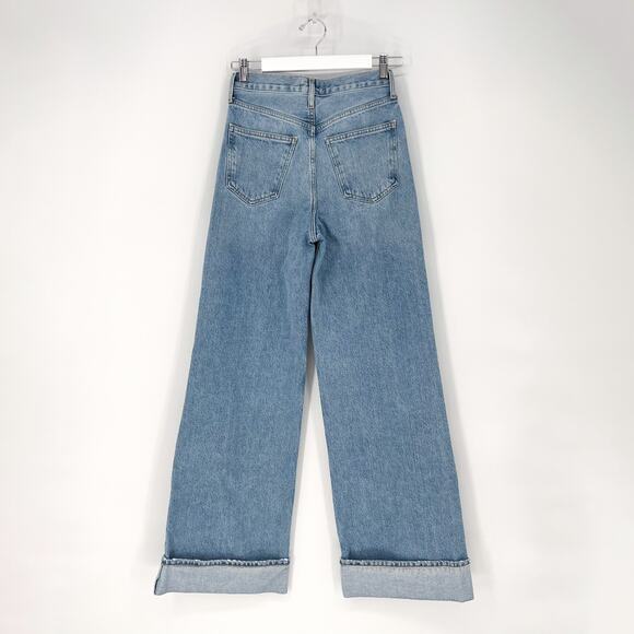 AGOLDE Dame High Rise Wide Leg Jeans Showdown Cuffed Women’s Size 23 100% Cotton - Picture 7 of 7